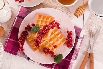 Waffles red currant and mint. - 616768793
