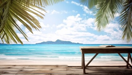 Obraz na płótnie Canvas desk of free space and summer beach landscape