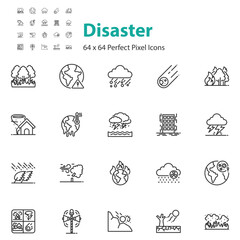 set of natural disaster icons, climate change, environment