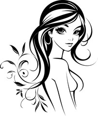 Vector illustration, a joyful young woman radiating happiness and vibrant energy.