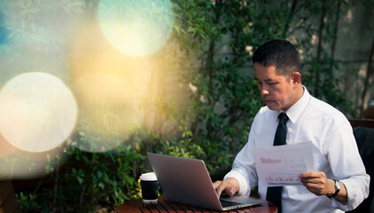 Businessman working with laptop computer