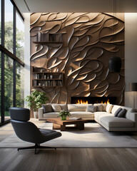 Photorealistic Modern Accent Wall Design: 2023 Interior Powered by a fusion of AI Models