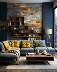 Photorealistic Modern Accent Wall Design: 2023 Interior Powered by a fusion of AI Models