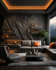 Photorealistic Modern Accent Wall Design: 2023 Interior Powered by a fusion of AI Models