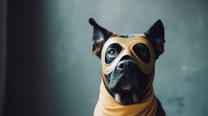 The Fearless Pooch: Dog in a Hero Mask Stands Tall against Evil