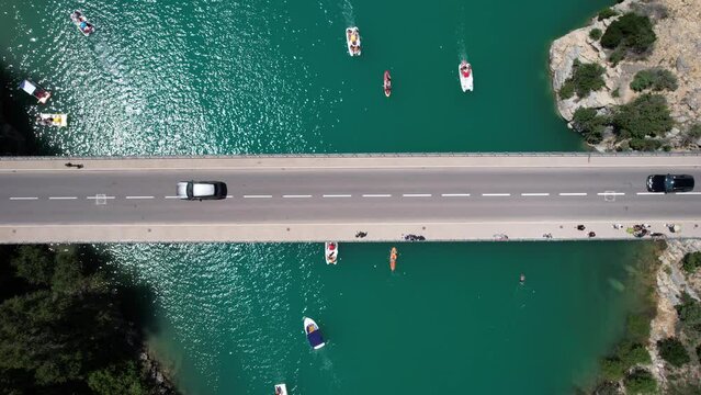 le Pont du Galetas en vue a&eacute;rienne en &eacute;t&eacute; - Gorges du Verdon Provence France
