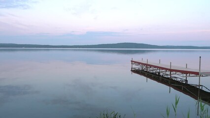 Boat launch pier in Sundridge Waterfront Park by Lake Bernard which is the largest freshwater lake without an island in the world, in Parry Sound - Muskoka Region, Ontario, Canada