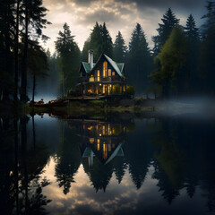 Fototapeta premium lake with trees