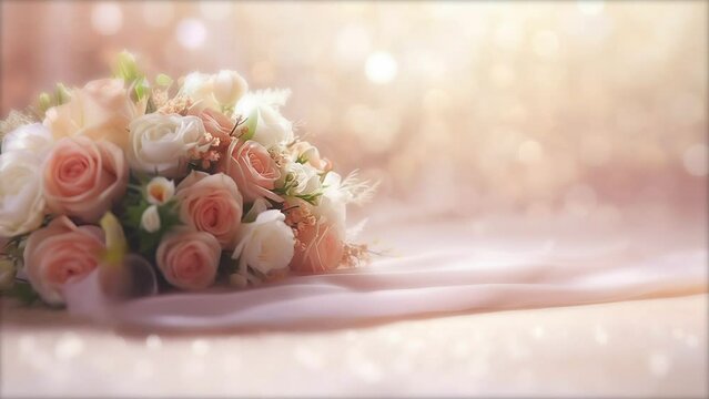 Wedding Bouquet Flower Bokeh Glitter Dust Particles Background Loop