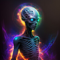 AI Enhanced Illustration of an Alien Being for Captivating Books