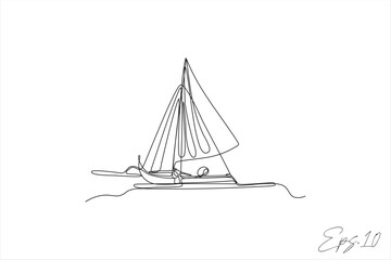 continuous line vector illustration
 sailing boat