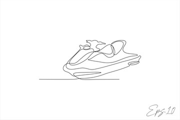 continuous line vector illustration
 jet ski motor boats