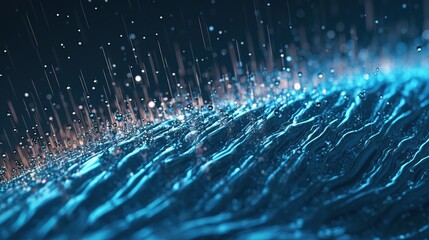 Night rain, falling water drops and puddle ripples. Storm or downpour texture. Generative AI. Illustration for banner, poster, cover, brochure or presentation.