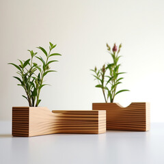 photo of a wooden planters made of wood delicate placed on