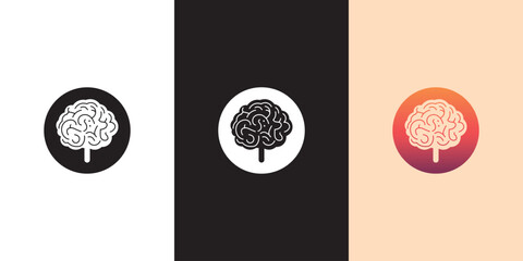 Brain logo. Black, white and color formats.