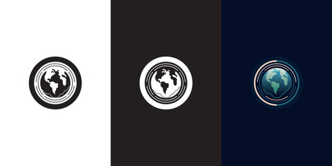 Digital world logo. White, black and color formats