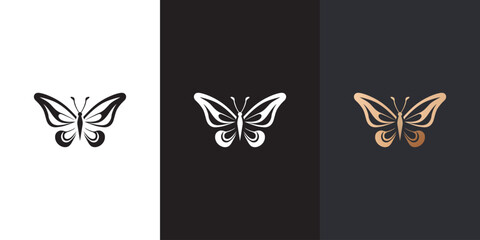 Butterfly logo. White, black and color formats