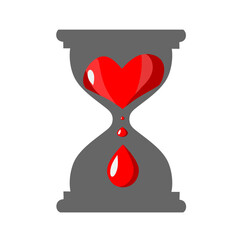 Hourglass with a heart and drops of blood