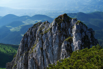 mountain landscape with sky, Southern Ridge of Piatra Craiului Mountains, Romania 