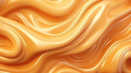 Liquid sweet melted caramel. Wavy abstract background. Peanut butter. Generative AI. Illustration for banner, poster, cover, brochure or presentation. - obrazy, fototapety, plakaty