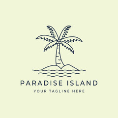 Obraz premium paradise island logo line art vector illustration template design