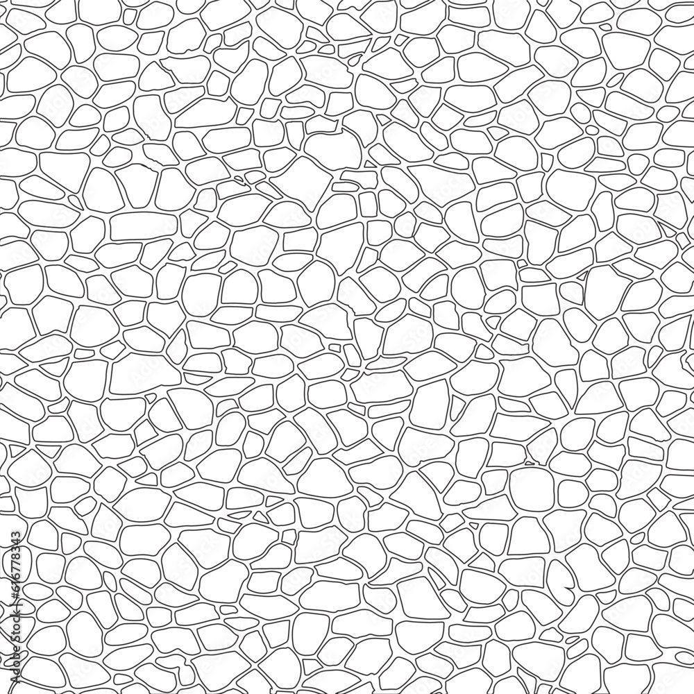Wall mural stone on ground vector, broken tiles mosaic pattern. texture interior background line art. set of gr