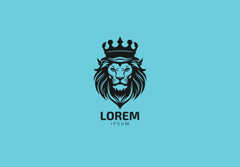 Lion Head Logo Design Concept. King Lions Logo Design Template Vector. with crown Icon
