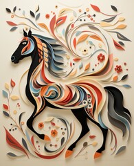 Abstract illustration of a horse galloping. Generative AI