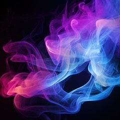 Thick neon purple and blue smoke on a black background. Iridescent energy flow. Ethereal effect. Mystic, magic spells, fantasy.
