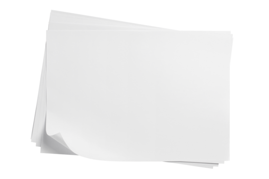 Stack of blank paper sheets, cut out