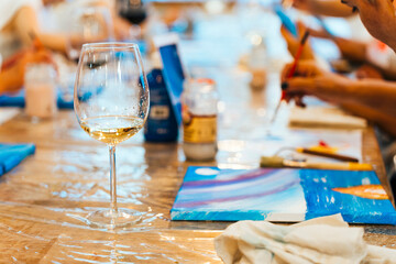Art and Wine Workshop. Brushes & Bottles: Painting and Wine Socializing