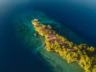 The Aerial View of Pisang Island in Banda Archipelago, Central Maluku, Indonesia