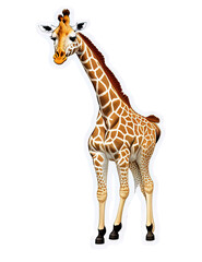 sticker of cute giraffe, transparent background PNG, generative AI