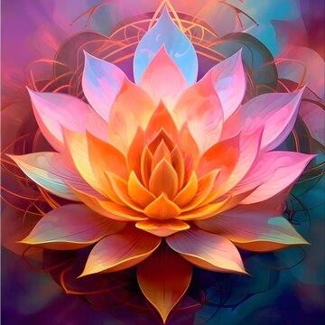 eautiful sacred lotus flower , midfulness meditation and relax background.generative Ai