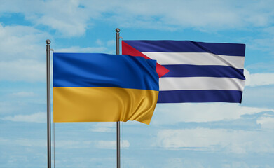 Cuba and Ukraine flag