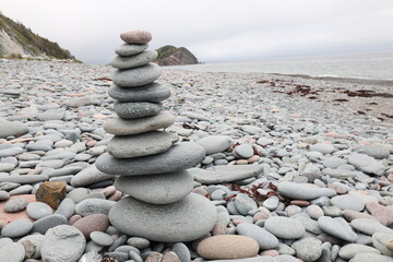 stack of stones on beach
