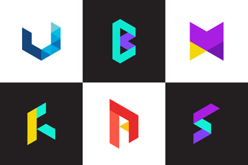 Set of Corporate Business letter logo design vector, Colorful letter logo design template