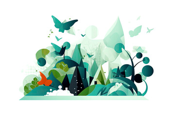 Generative AI illustration of nature, clean energy, eco friendly, sustainability and environment icon