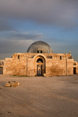 Kiosk or monumental gateway to chamber of Umayyad Place in the citadel hill in Amman, Jordan. 