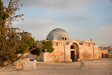 Kiosk or monumental gateway to chamber of Umayyad Place in the citadel hill in Amman, Jordan. 