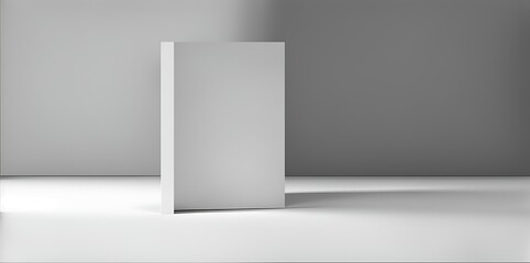 Empty white table for product with white wall background.