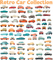 Retro vector car collection. Car icons