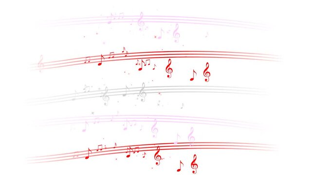 Abstract music symbols, curve lines animated 2d background, composition, music notes