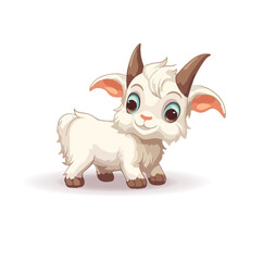 Cartoon goat isolated on white background. Vector illustration