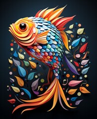 Obraz premium Abstract colorful fish. Generative AI