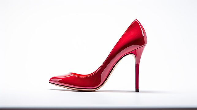 Red hight heel isolated on white. Generative AI