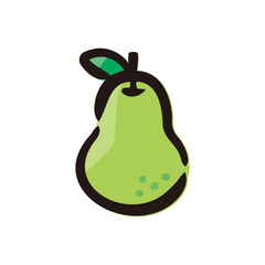 Pear - Fruits icon/illustration (Hand-drawn line, colored version)