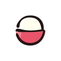 Lychee - Fruits icon/illustration (Hand-drawn line, colored version)