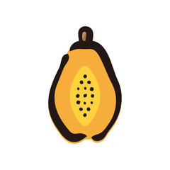 Papaya - Fruits icon/illustration (Hand-drawn line, colored version)