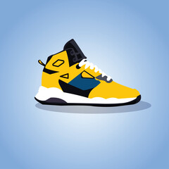vector Illustration sneaker shoes for running isolated Yellow sneakers vector design.